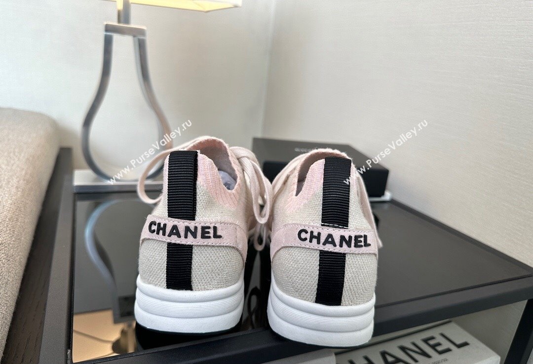 Chanel CC Logo Mesh Sneakers Light Pink 2024 (xo-24030502)