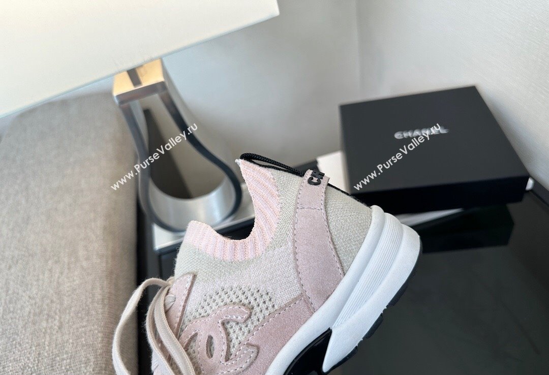 Chanel CC Logo Mesh Sneakers Light Pink 2024 (xo-24030502)