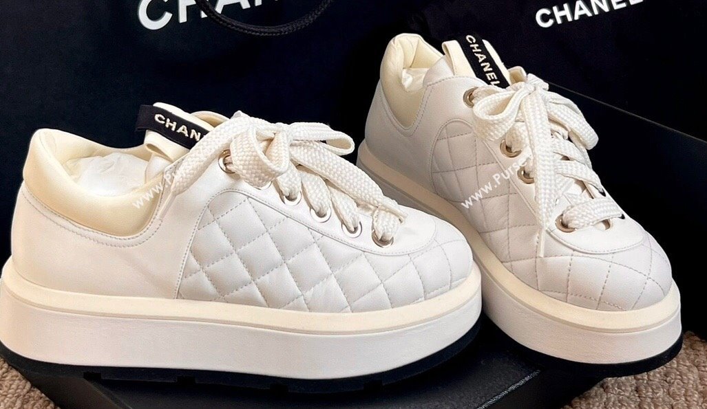 Chanel Quilting Platform Sneakers White 2024 (xo-24030509)