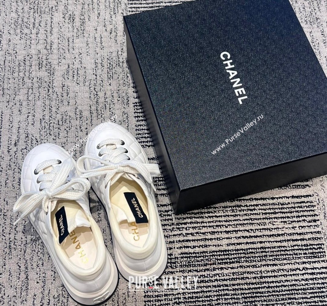 Chanel Quilting Platform Sneakers White 2024 (xo-24030509)