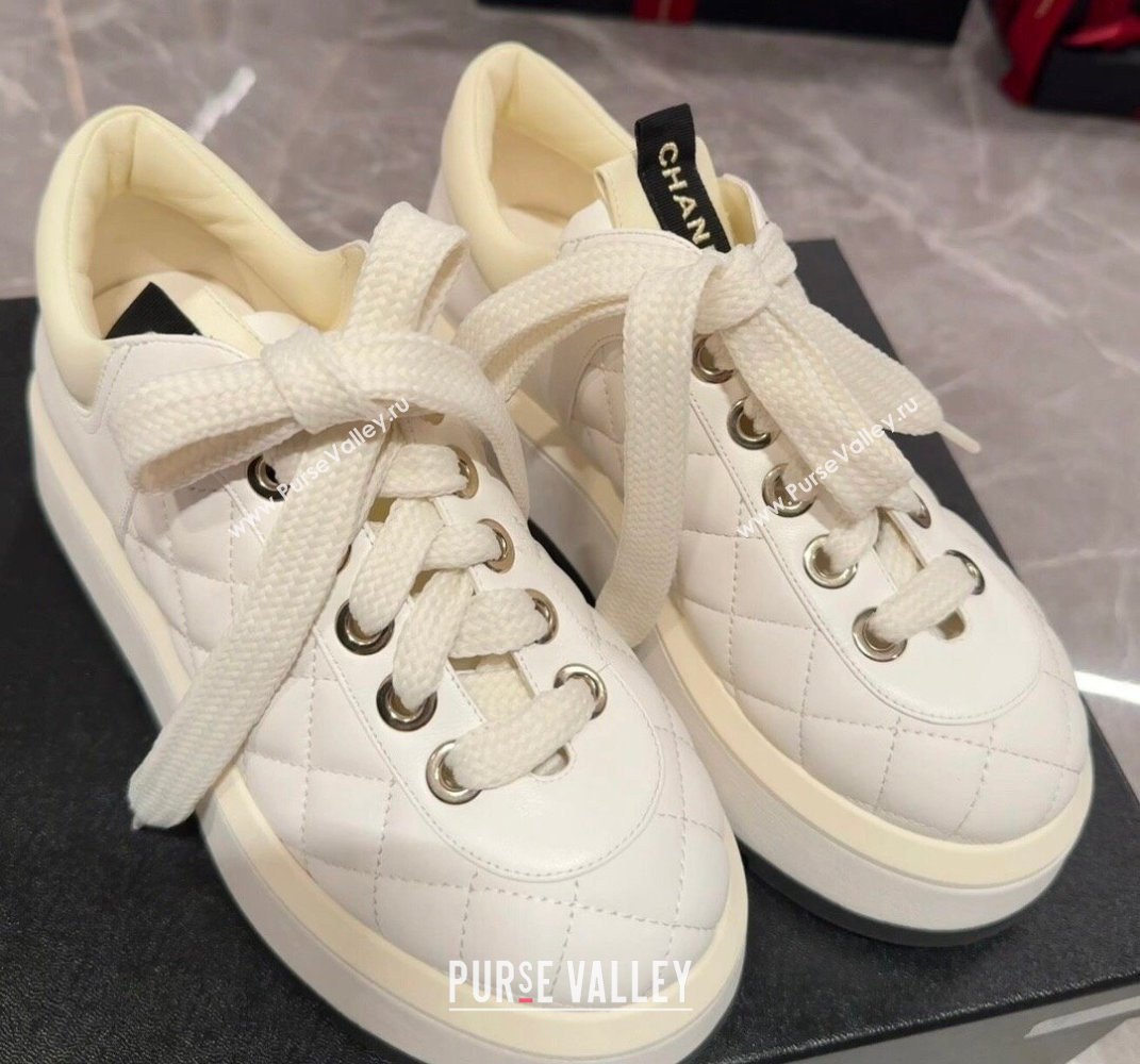 Chanel Quilting Platform Sneakers White 2024 (xo-24030509)