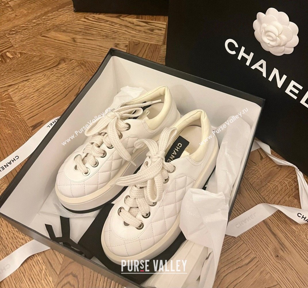 Chanel Quilting Platform Sneakers White 2024 (xo-24030509)