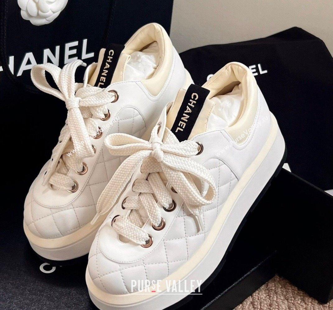 Chanel Quilting Platform Sneakers White 2024 (xo-24030509)