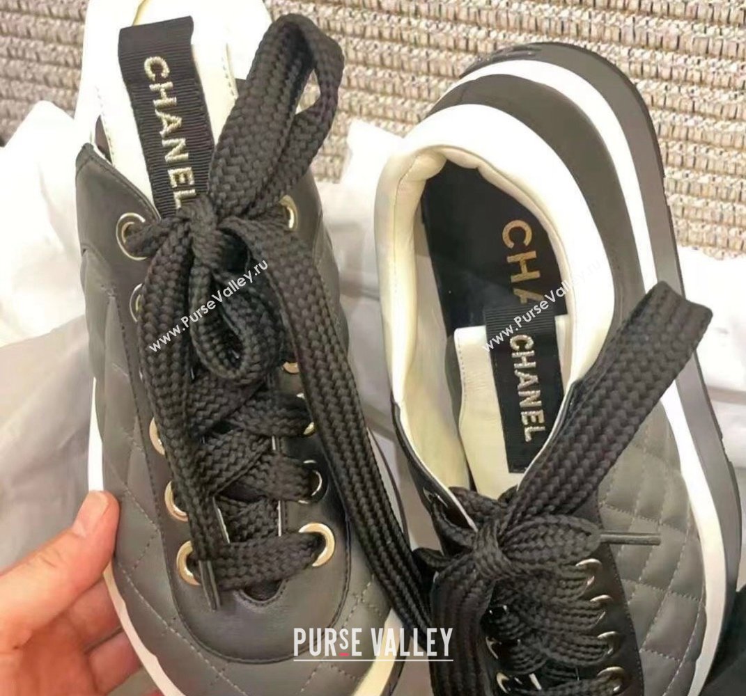 Chanel Quilting Platform Sneakers Black 2024 (xo-24030508)