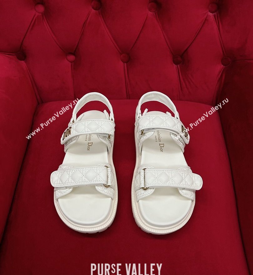 Dior DiorAct Sandals in White Quilted Cannage Calfskin 2024 (kaola-24030684)