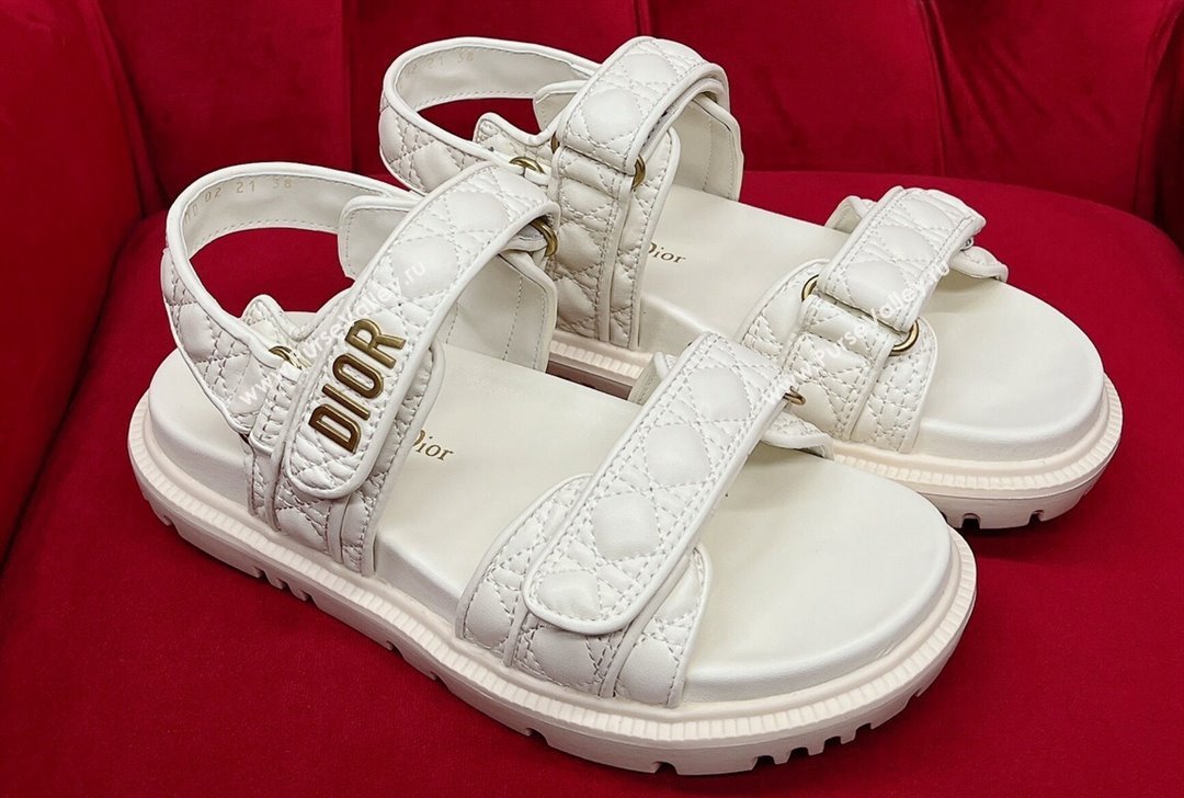 Dior DiorAct Sandals in White Quilted Cannage Calfskin 2024 (kaola-24030684)