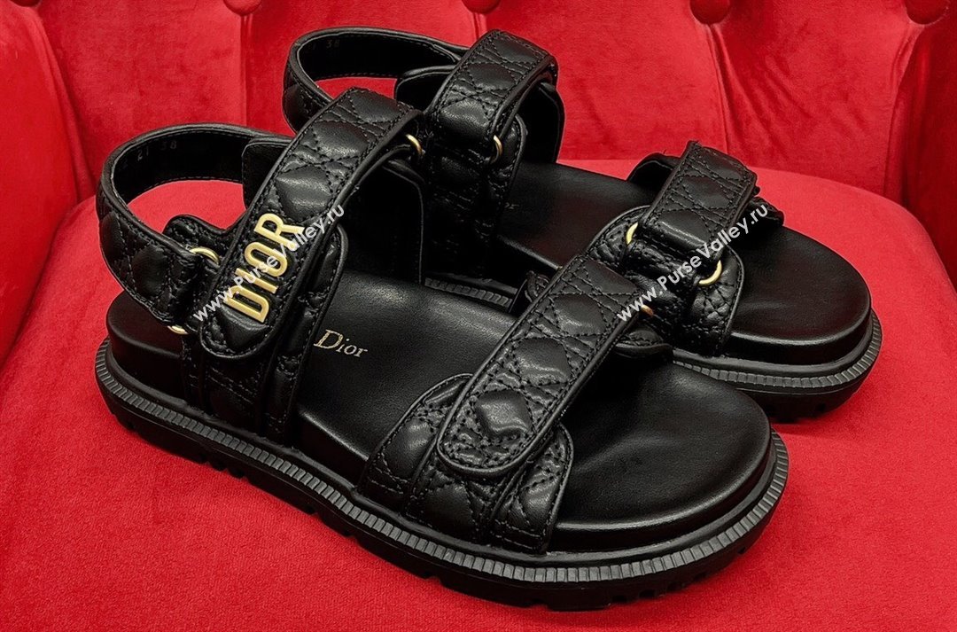 Dior DiorAct Sandals in Black Quilted Cannage Calfskin 2024 (kaola-24030683)