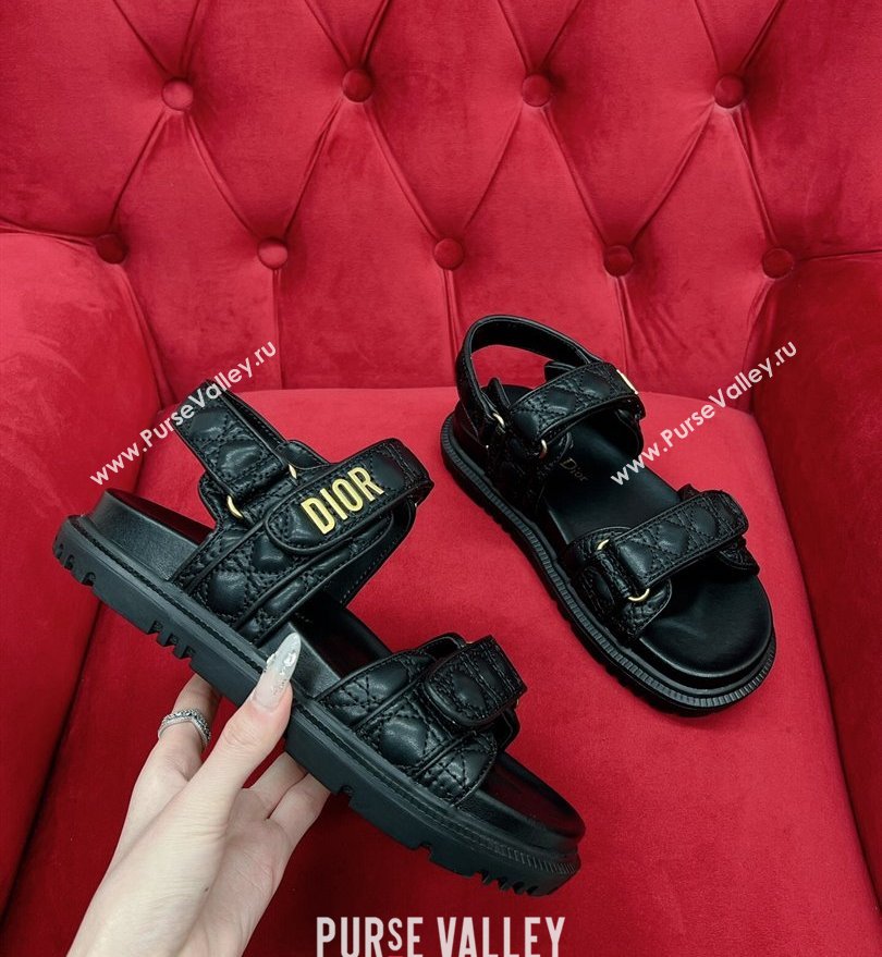 Dior DiorAct Sandals in Black Quilted Cannage Calfskin 2024 (kaola-24030683)