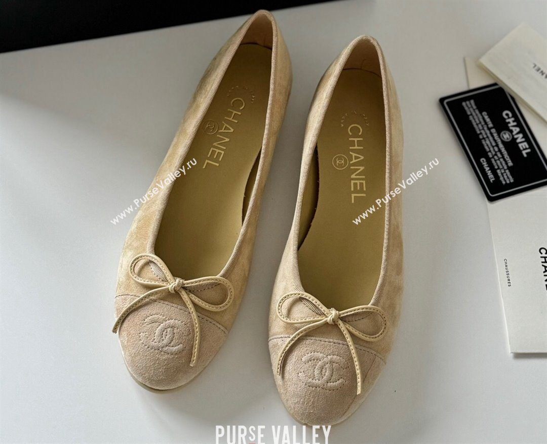 Chanel Suede Calfskin Ballet flats G02819 Beige 2024 (kaola-24030651)