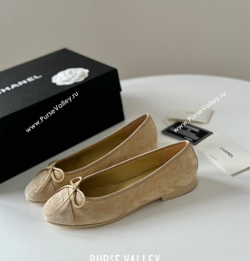 Chanel Suede Calfskin Ballet flats G02819 Beige 2024 (kaola-24030651)