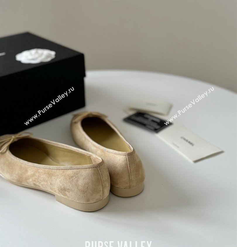 Chanel Suede Calfskin Ballet flats G02819 Beige 2024 (kaola-24030651)