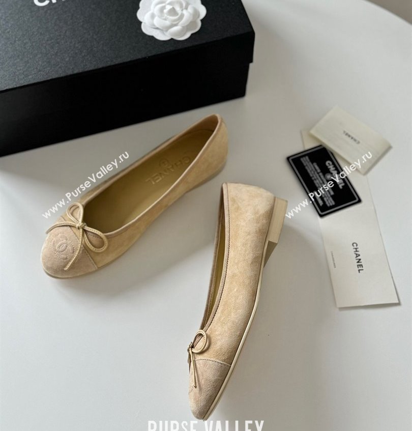 Chanel Suede Calfskin Ballet flats G02819 Beige 2024 (kaola-24030651)