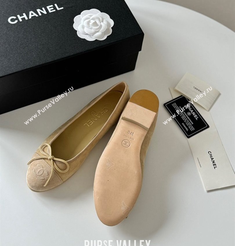 Chanel Suede Calfskin Ballet flats G02819 Beige 2024 (kaola-24030651)