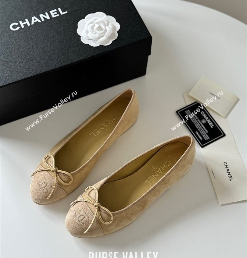 Chanel Suede Calfskin Ballet flats G02819 Beige 2024 (kaola-24030651)