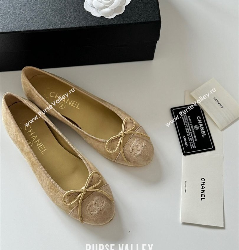 Chanel Suede Calfskin Ballet flats G02819 Beige 2024 (kaola-24030651)