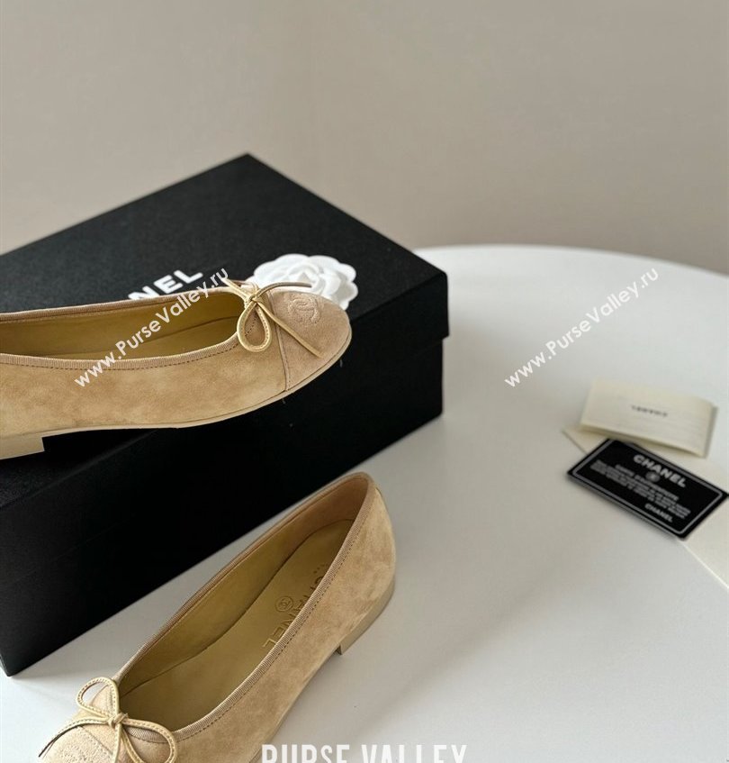 Chanel Suede Calfskin Ballet flats G02819 Beige 2024 (kaola-24030651)