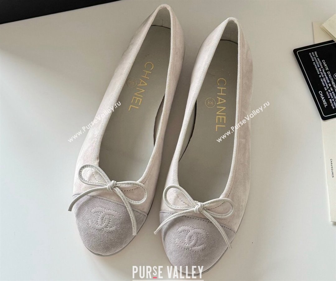 Chanel Suede Calfskin Ballet flats G02819 Light Gray 2024 (kaola-24030654)