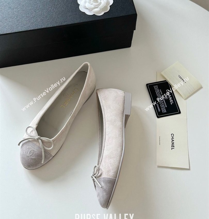 Chanel Suede Calfskin Ballet flats G02819 Light Gray 2024 (kaola-24030654)