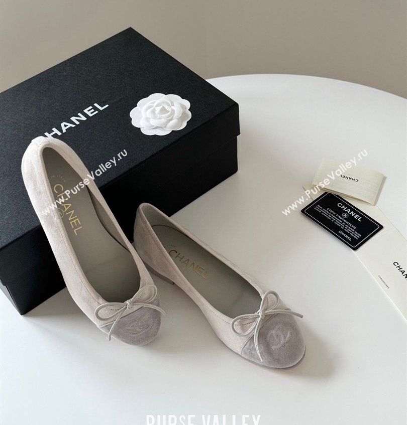 Chanel Suede Calfskin Ballet flats G02819 Light Gray 2024 (kaola-24030654)