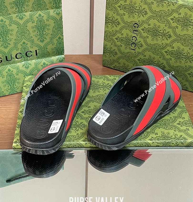 Gucci Criss-cross Rubber Women/Men Slide Sandals Red/Green 2024 (kaola-24030635)