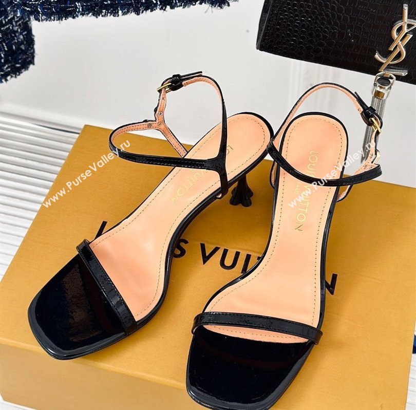 Louis Vuitton Heel 7.5cm Blossom Sandals in Patent calf leather Black 2024 (kaola-24030607)