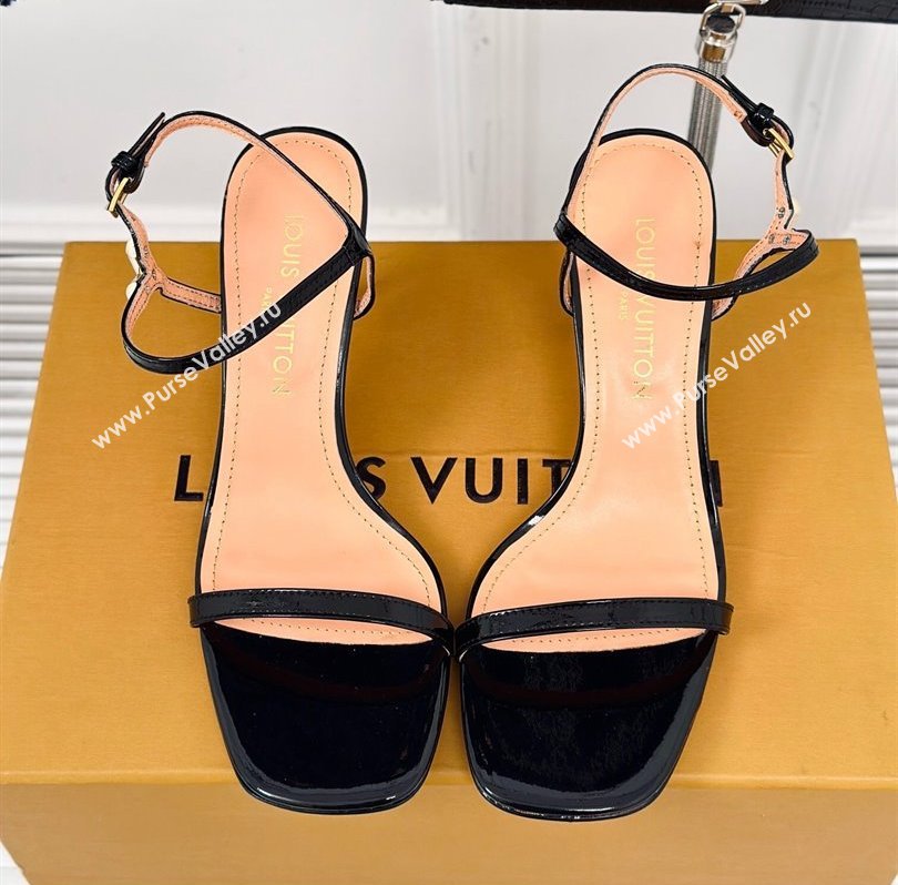 Louis Vuitton Heel 7.5cm Blossom Sandals in Patent calf leather Black 2024 (kaola-24030607)