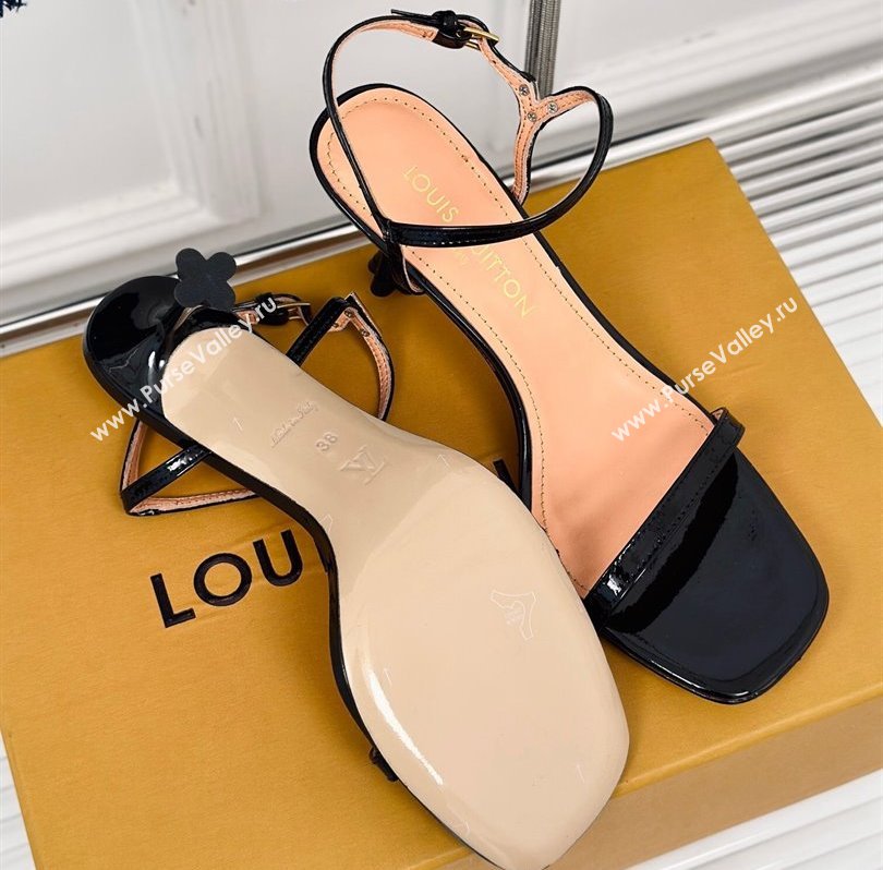 Louis Vuitton Heel 7.5cm Blossom Sandals in Patent calf leather Black 2024 (kaola-24030607)