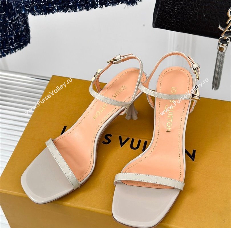 Louis Vuitton Heel 7.5cm Blossom Sandals in Patent calf leather Gray 2024 (kaola-24030609)