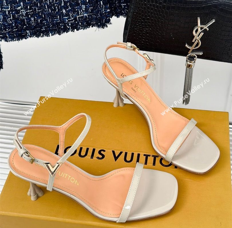 Louis Vuitton Heel 7.5cm Blossom Sandals in Patent calf leather Gray 2024 (kaola-24030609)