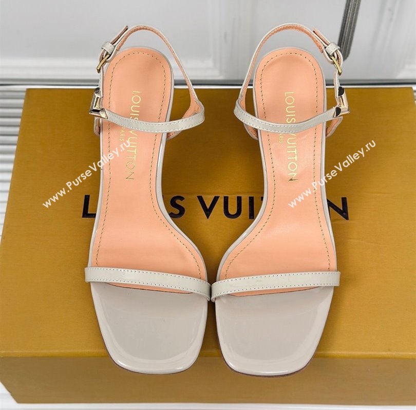 Louis Vuitton Heel 7.5cm Blossom Sandals in Patent calf leather Gray 2024 (kaola-24030609)