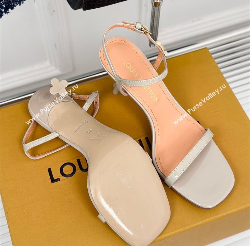 Louis Vuitton Heel 7.5cm Blossom Sandals in Patent calf leather Gray 2024 (kaola-24030609)