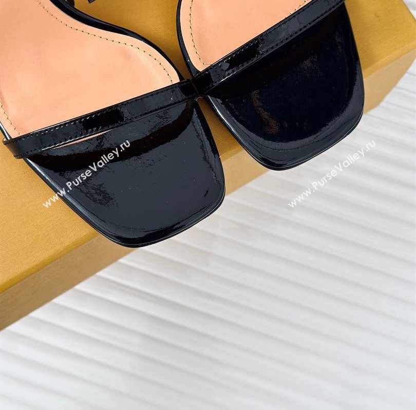 Louis Vuitton Heel 9.5cm Blossom Sandals in Patent calf leather Black 2024 (kaola-24030611)