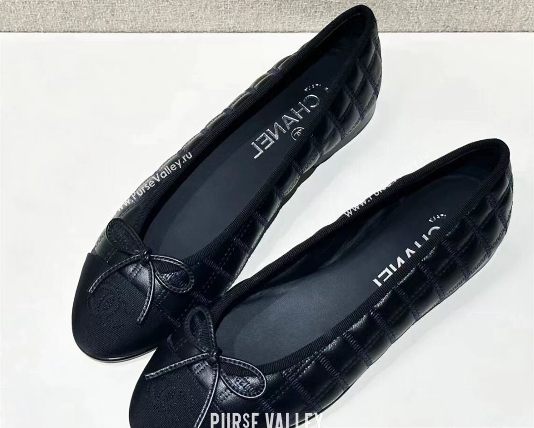 Chanel Lambskin, Embroidery & Grosgrain Ballet flats G45591 Black 2024 (kaola-24030668)