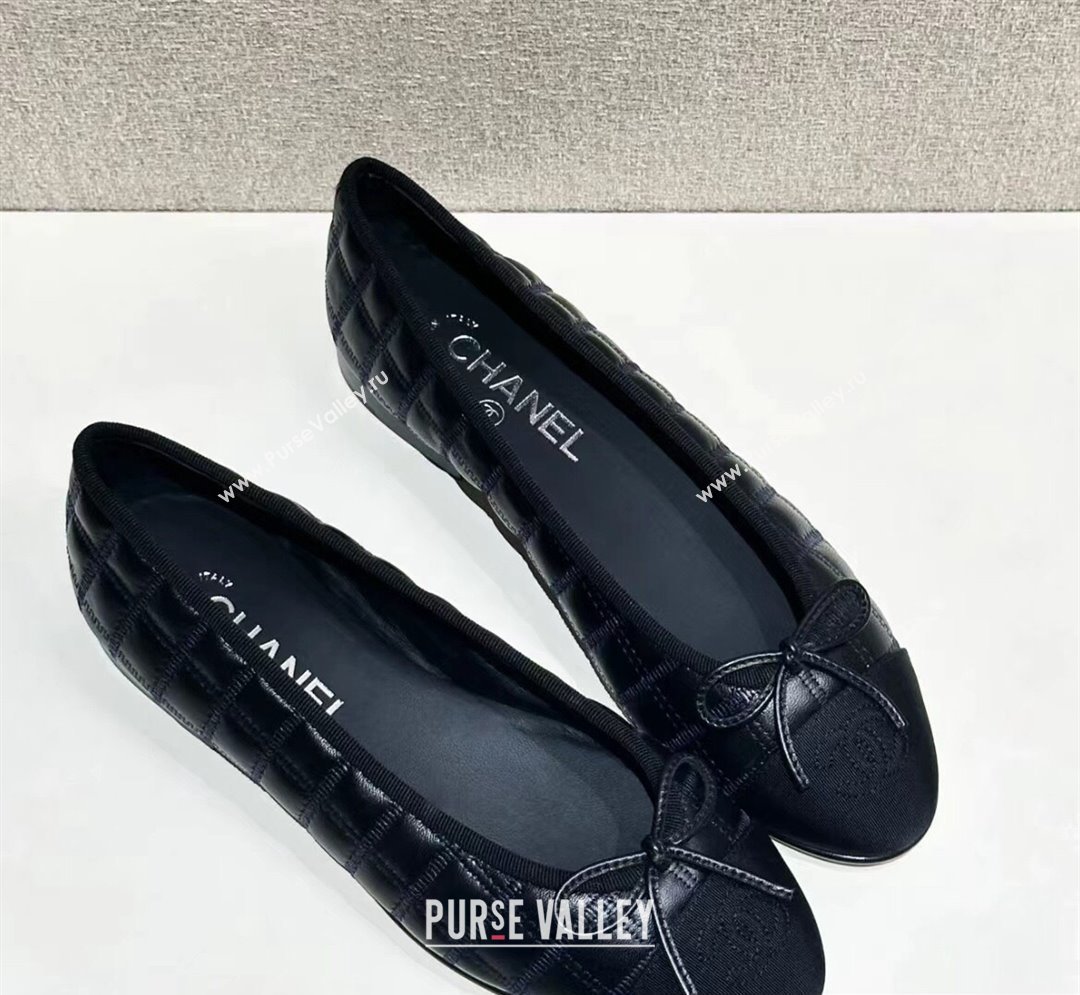 Chanel Lambskin, Embroidery & Grosgrain Ballet flats G45591 Black 2024 (kaola-24030668)