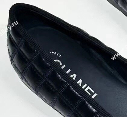 Chanel Lambskin, Embroidery & Grosgrain Ballet flats G45591 Black 2024 (kaola-24030668)