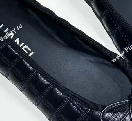 Chanel Lambskin, Embroidery & Grosgrain Ballet flats G45591 Black 2024 (kaola-24030668)