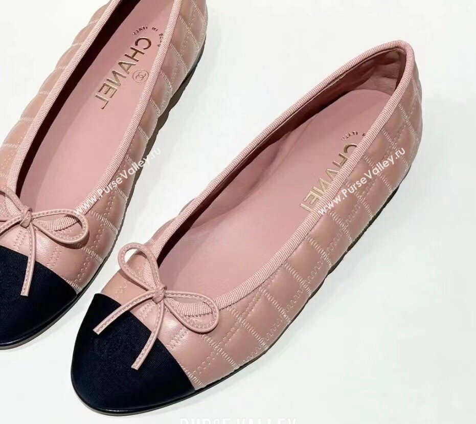 Chanel Lambskin, Embroidery & Grosgrain Ballet flats G45591 Pink 2024 (kaola-24030670)