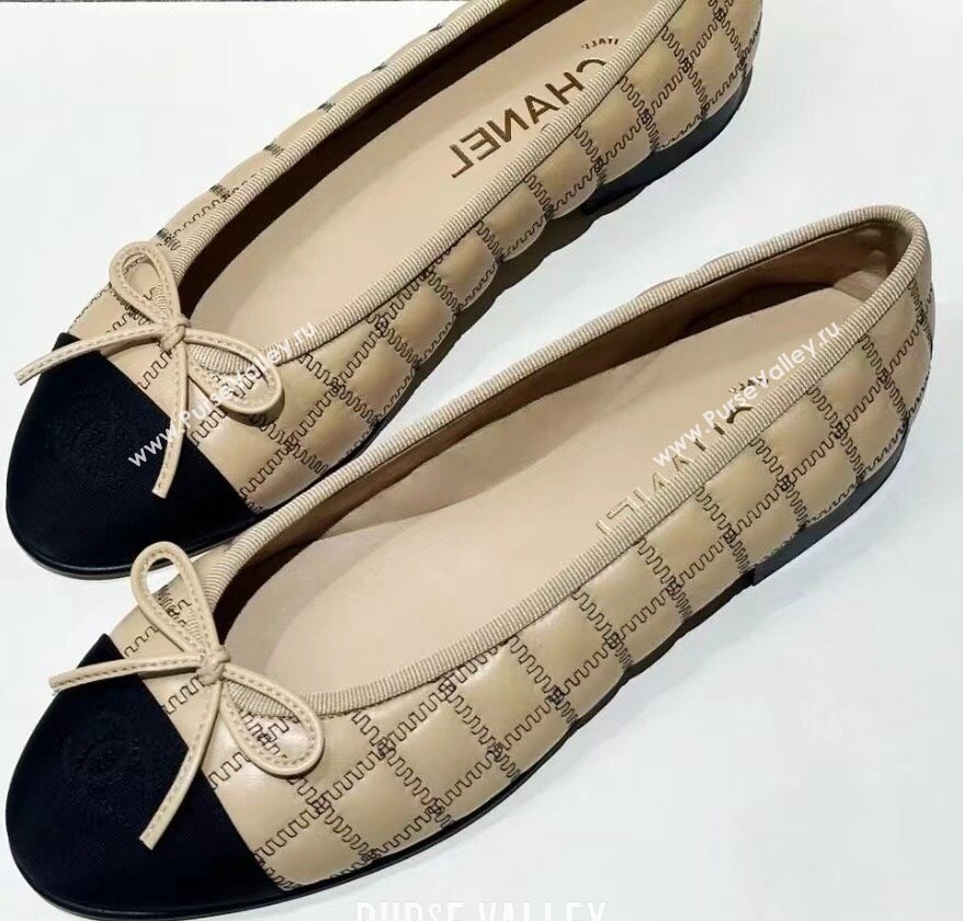 Chanel Lambskin, Embroidery & Grosgrain Ballet flats G45591 Beige 2024 (kaola-24030669)