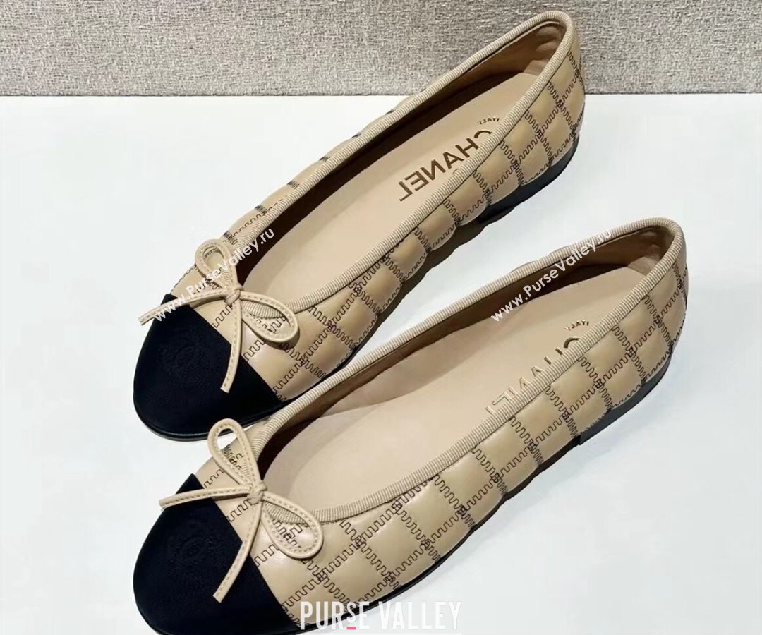 Chanel Lambskin, Embroidery & Grosgrain Ballet flats G45591 Beige 2024 (kaola-24030669)