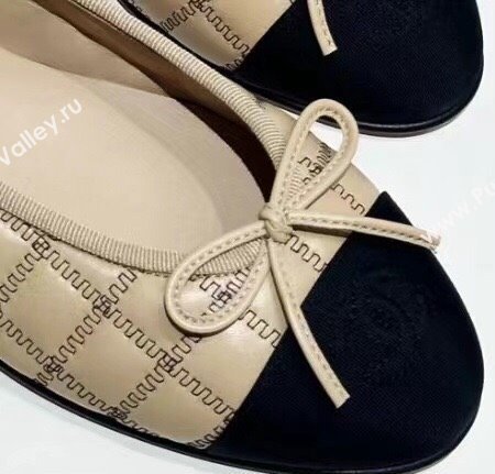 Chanel Lambskin, Embroidery & Grosgrain Ballet flats G45591 Beige 2024 (kaola-24030669)