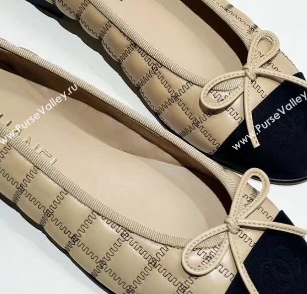 Chanel Lambskin, Embroidery & Grosgrain Ballet flats G45591 Beige 2024 (kaola-24030669)