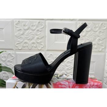 Dolce Gabbana Heel 11.5cm Calfskin platform 2.5cm sandals Black 2024 (modeng-24032901)