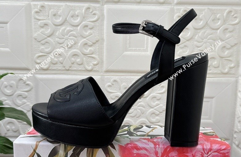 Dolce Gabbana Heel 11.5cm Calfskin platform 2.5cm sandals Black 2024 (modeng-24032901)