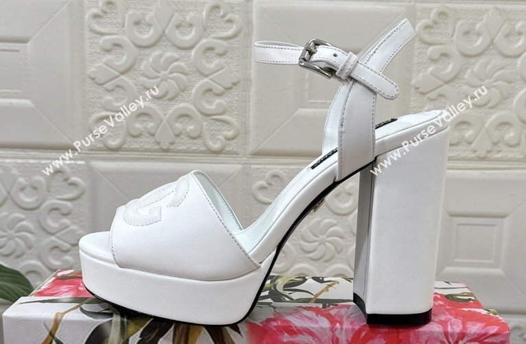 Dolce Gabbana Heel 11.5cm Calfskin platform 2.5cm sandals White 2024 (modeng-24032902)