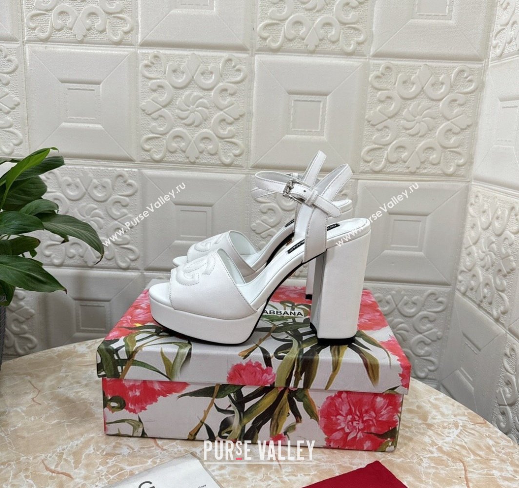 Dolce Gabbana Heel 11.5cm Calfskin platform 2.5cm sandals White 2024 (modeng-24032902)