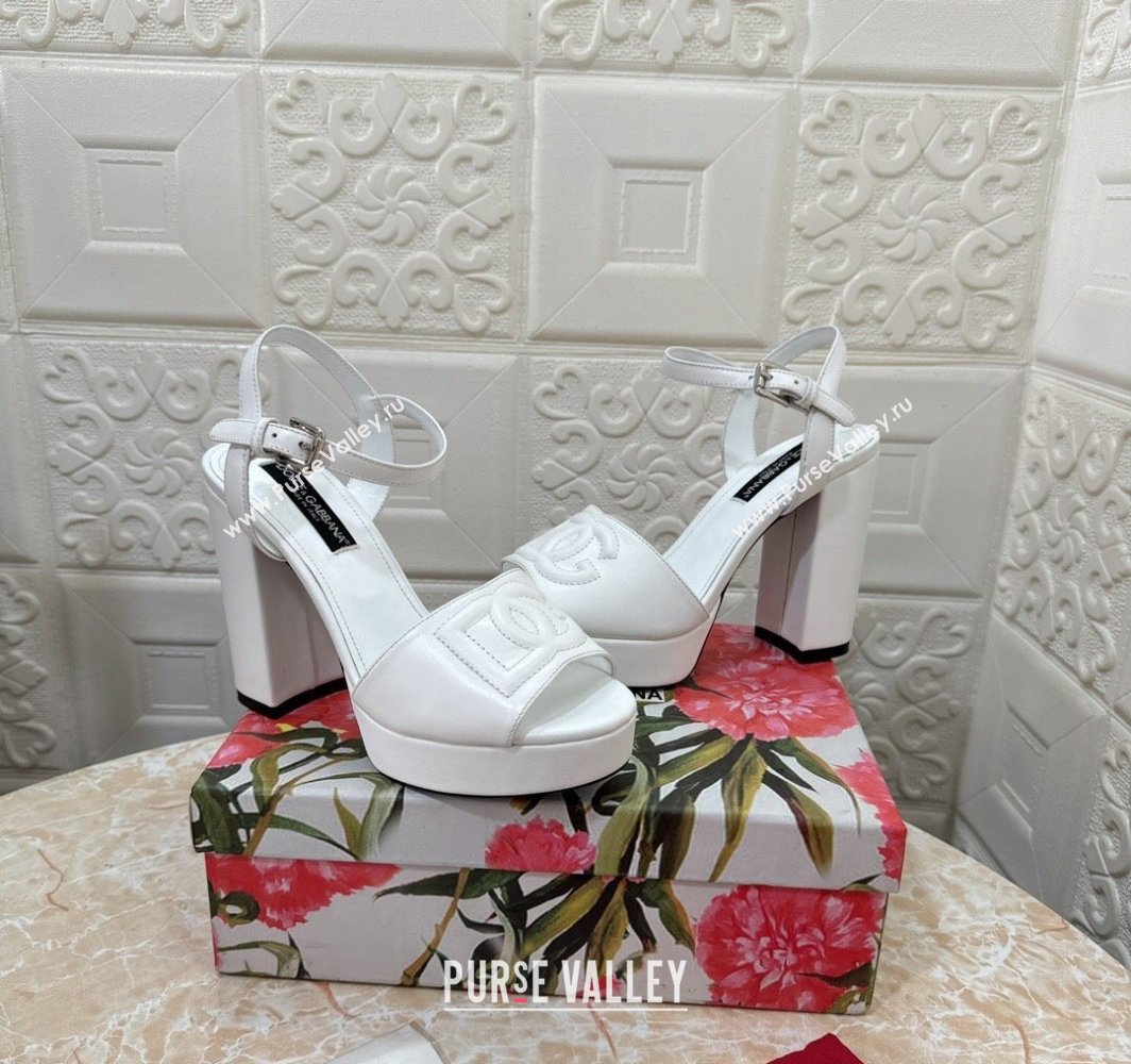 Dolce Gabbana Heel 11.5cm Calfskin platform 2.5cm sandals White 2024 (modeng-24032902)