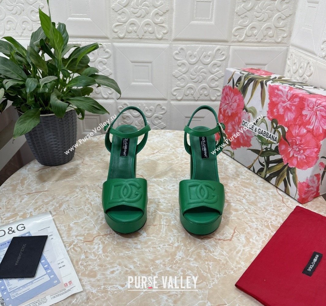Dolce Gabbana Heel 11.5cm Calfskin platform 2.5cm sandals Green 2024 (modeng-24032904)