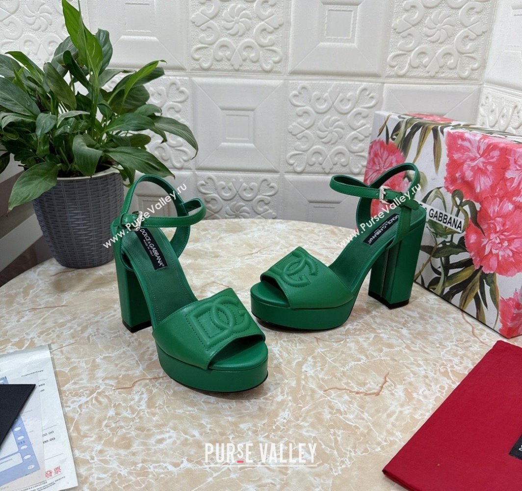 Dolce Gabbana Heel 11.5cm Calfskin platform 2.5cm sandals Green 2024 (modeng-24032904)