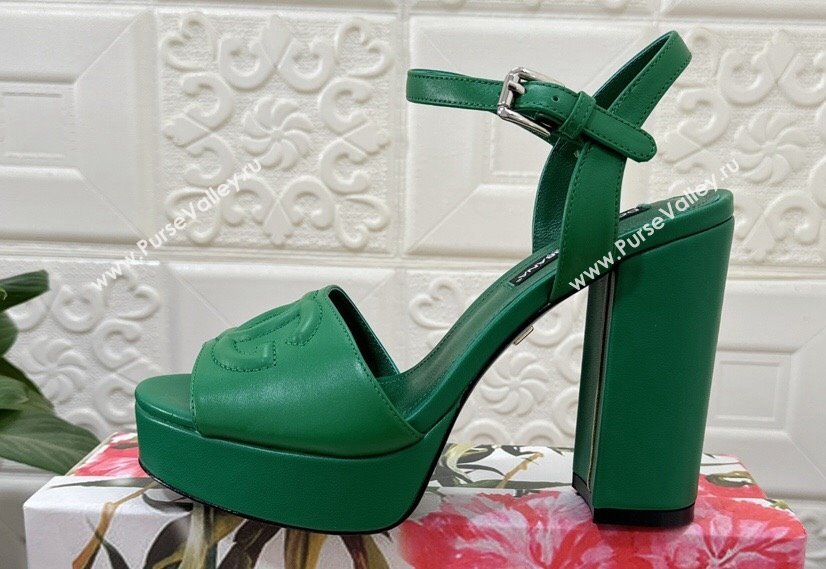 Dolce Gabbana Heel 11.5cm Calfskin platform 2.5cm sandals Green 2024 (modeng-24032904)