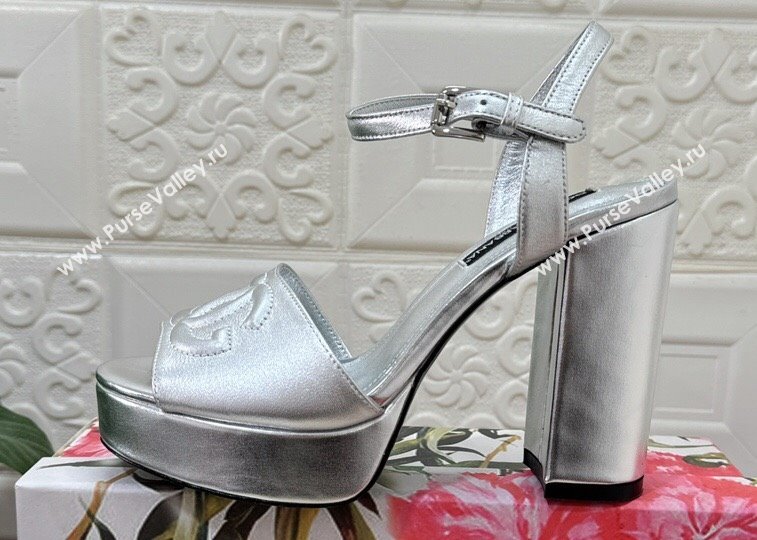 Dolce Gabbana Heel 11.5cm Calfskin platform 2.5cm sandals Silver 2024 (modeng-24032906)